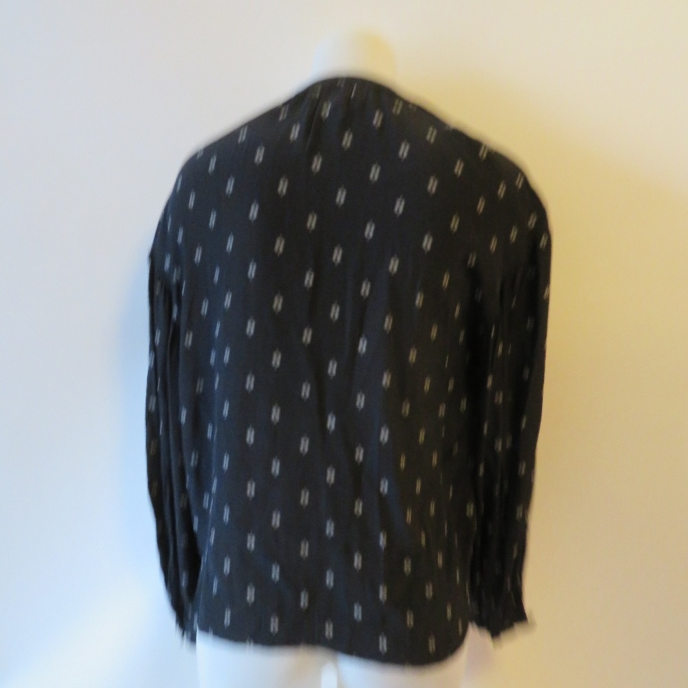 Something Navy Blue/White Button Down Blouse Xxs* - image 5